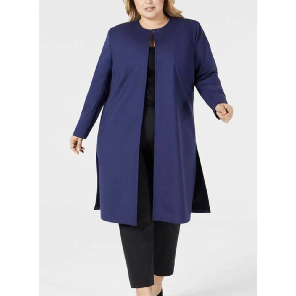 Pari Passu Wool Blend Side Split Jacket Fit D: "Modified Hour Glass" Navy